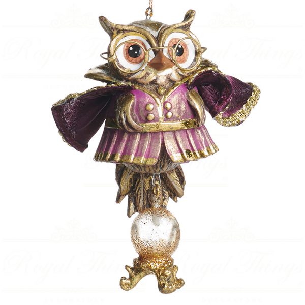 Goodwill Christmas Ornament Fortune Teller Owl Purple Blue Gold B 90461 Purple