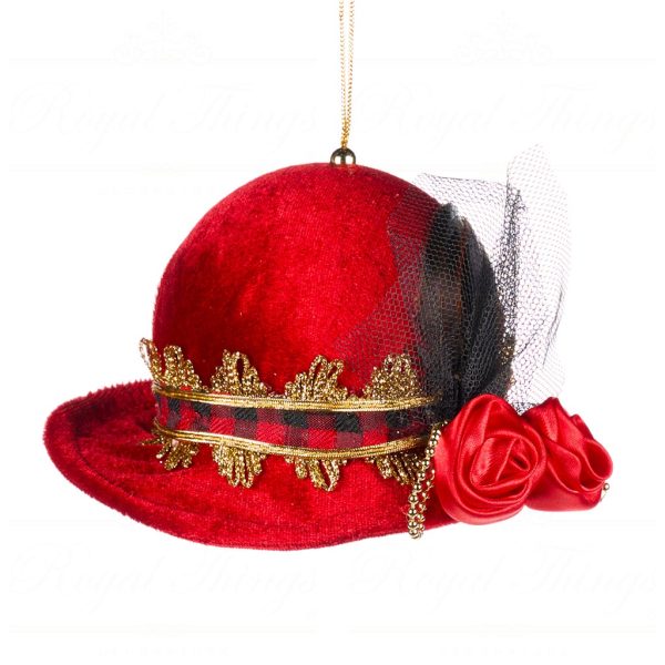 Goodwill Christmas Ornament Lady Hat With Roses Ornament Red Gold B 40019