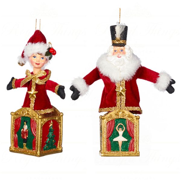 Goodwill Christmas Ornament Nutcracker Santa Elf Jack In Box Red Green Gold B 89012