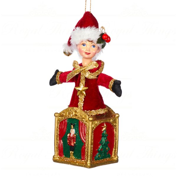 Goodwill Christmas Ornament Nutcracker Santa Elf Jack In Box Red Green Gold B 89012 Elf