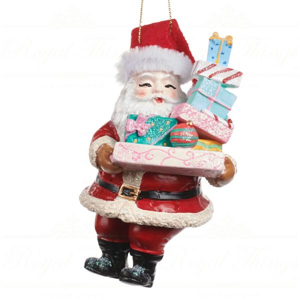 Goodwill Christmas Ornament Santa With Xmas Gifts Red Pink Multi Tr 22490