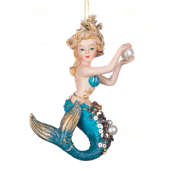Goodwill Christmas Ornament Sequin Pearl Botanica Mermaid Pink Blue Gold Tr 20617 Blue