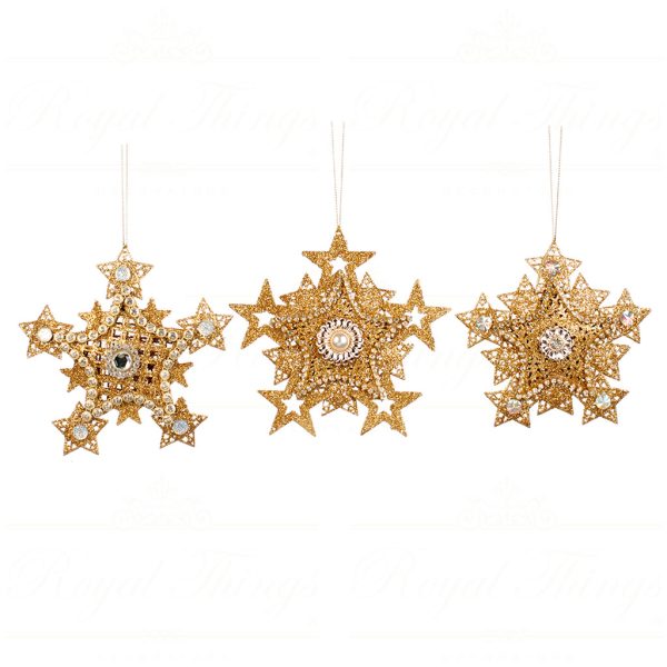 Goodwill Christmas Ornament Wire Jewel Star Gold Mo 95239