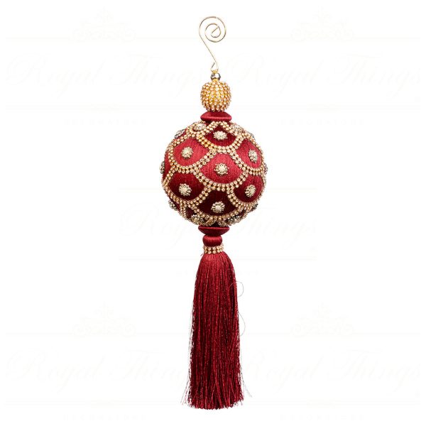 Goodwill Christmas Ornament Yarn Scale Top Ball Tassel Ornament Red Gold L 34326
