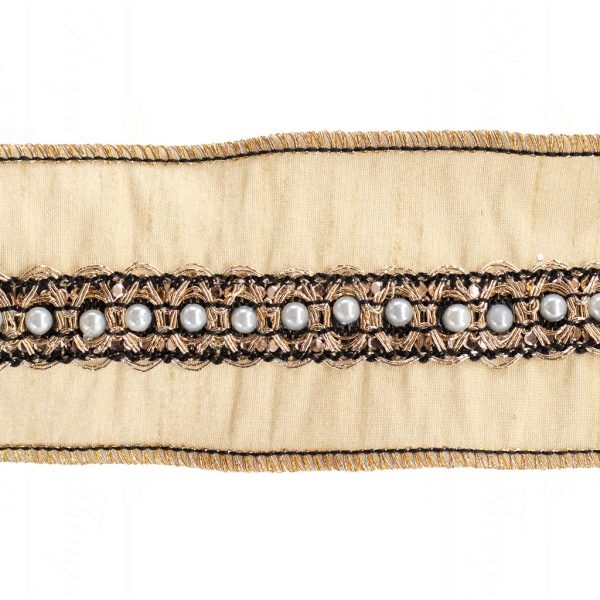 Goodwill Christmas Pearl Trim Ribbon Beige Brown Cream Zn 06152