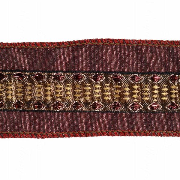 Goodwill Christmas Ribbon Faux Satin Trim Ribbon Burgundy Gold Zn 06153