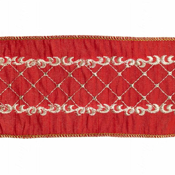 Goodwill Christmas Ribbon Sequin Embroidered Net Ribbon Red L 24567