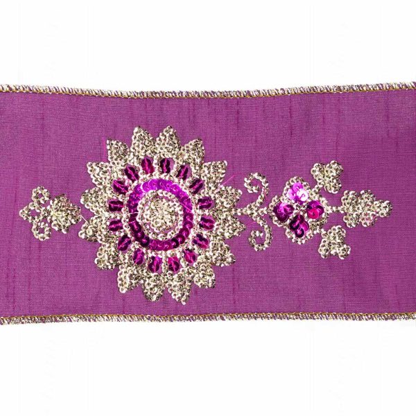 Goodwill Christmas Ribbon Sequin Flower Ribbon Purple Gold L 23720