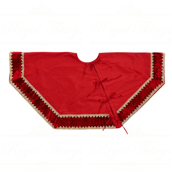 Goodwill Christmas Treeskirts Velvet Trim Edges Tree Skirt Red Gold L 32057