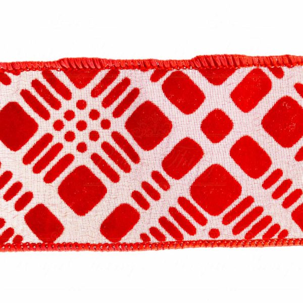 Goodwill Christmas Wired Ribbon Diagonal Flocked Red Ribbon L 27727