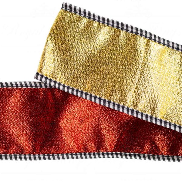 Goodwill Christmas Wired Ribbon Reversible Khadi With Edge Red Gold L 27736