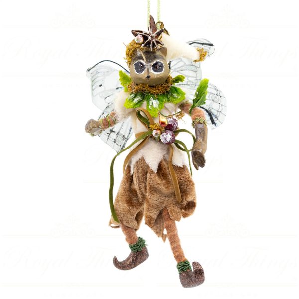 Katherine Collection Christmas Ornament Heritage Woodland Animal Fairy Brown Green Red Kc 66 18882 Raccoon