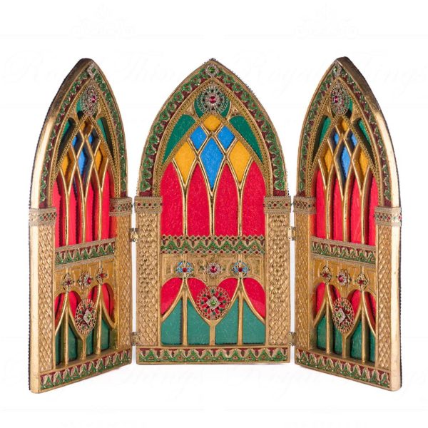 Katherine S Collection Christmas Decorative Items Christmas Castle Triptych Tabletop Green Gold Kc 28 428242 1