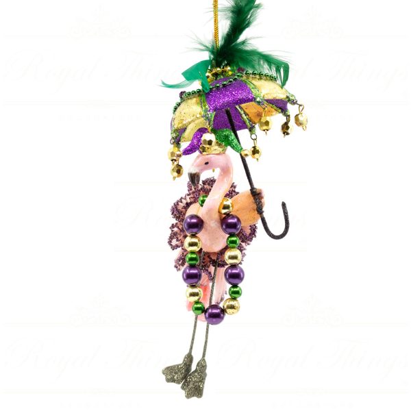Katherine S Collection Christmas Heritage Ornament Mardi Gras Carnival Jester Flamingo Purple Gold Pink Kc 66 18869
