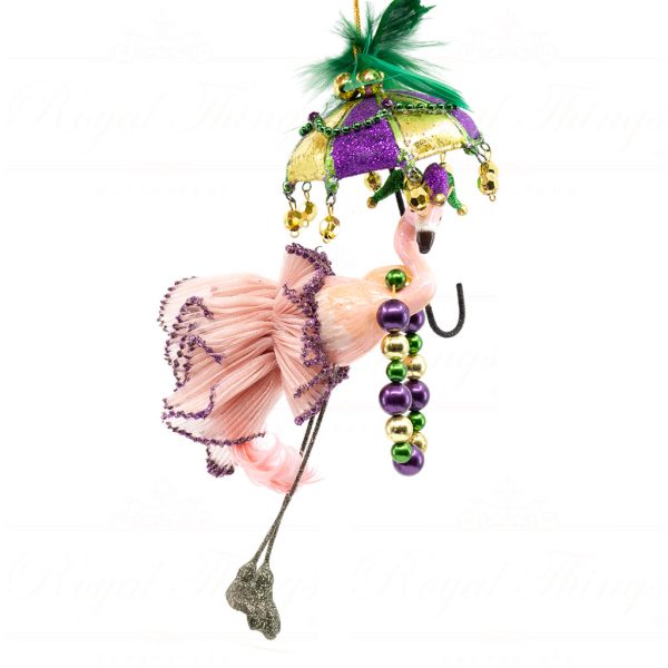 Katherine S Collection Christmas Heritage Ornament Mardi Gras Carnival Jester Flamingo Purple Gold Pink Kc 66 18869 Side