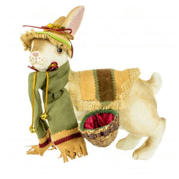 Katherine S Collection Heritage Collectible Tabletop Woodland Flower Hare With Basket White Cream Brown Green Kc 28 28031 B