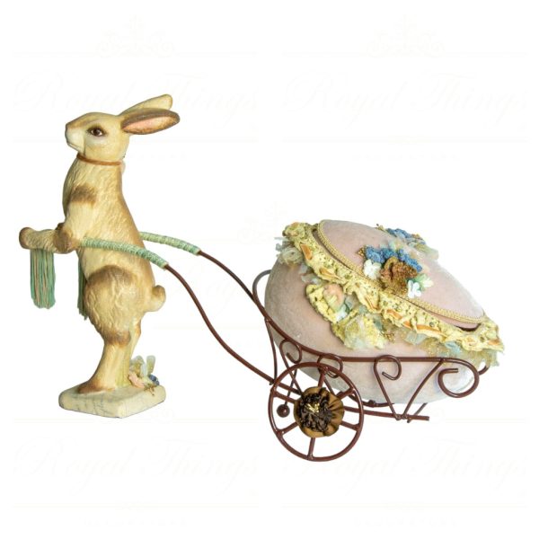Katherine S Collection Wayne Kleski Heritage Collectible Tabletop Decorative Items Carlton Hare With Egg Cart Pink Cream Brown Kc 28 28463