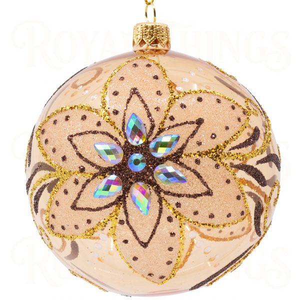 Pga B6104 Royal Things Polish Glass Art Christmas Bauble Ball Bright Bree Transparent Gold Brown 1