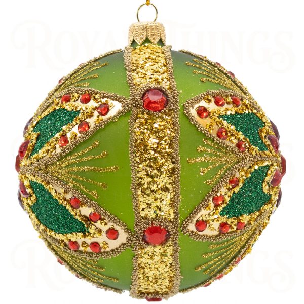 Pga B6108 Royal Things Polish Glass Art Christmas Bauble Ball Marvelous Miranda Green Gold Red 1